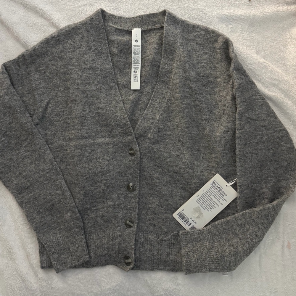 Lululemon NWT Gray Alpaca Wool-Blend Button Cardigan Sweater Women’s Size Small - Picture 9 of 10